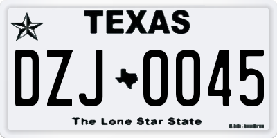 TX license plate DZJ0045
