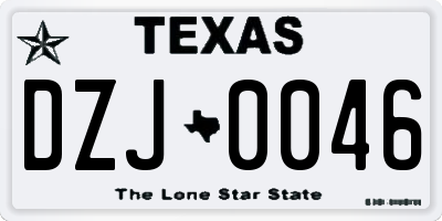 TX license plate DZJ0046