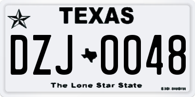 TX license plate DZJ0048
