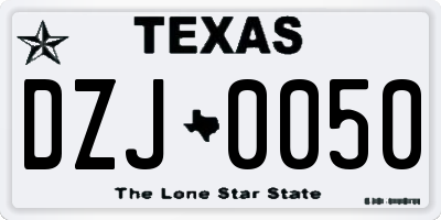 TX license plate DZJ0050