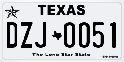 TX license plate DZJ0051