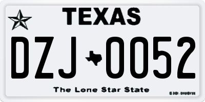 TX license plate DZJ0052