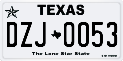 TX license plate DZJ0053