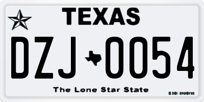 TX license plate DZJ0054