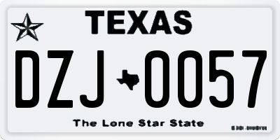 TX license plate DZJ0057