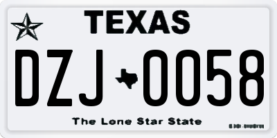 TX license plate DZJ0058