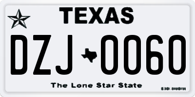 TX license plate DZJ0060
