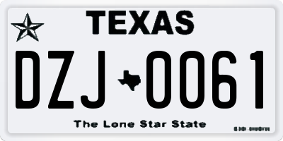 TX license plate DZJ0061