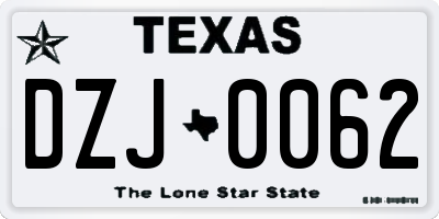 TX license plate DZJ0062