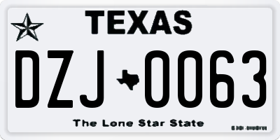 TX license plate DZJ0063