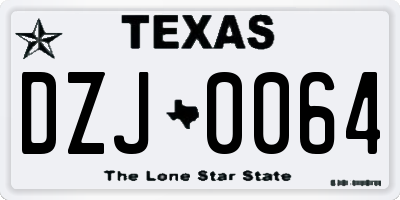 TX license plate DZJ0064