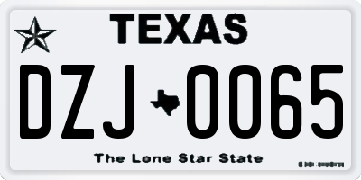 TX license plate DZJ0065