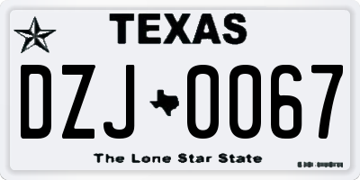 TX license plate DZJ0067