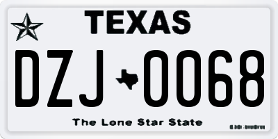 TX license plate DZJ0068