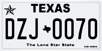 TX license plate DZJ0070