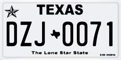 TX license plate DZJ0071