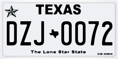 TX license plate DZJ0072
