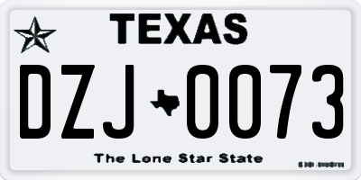 TX license plate DZJ0073