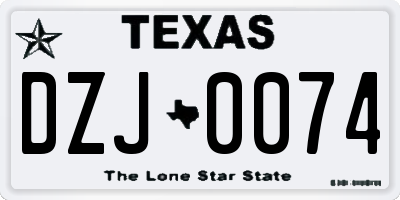 TX license plate DZJ0074