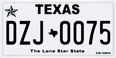 TX license plate DZJ0075