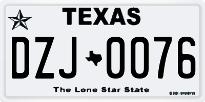 TX license plate DZJ0076
