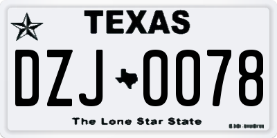 TX license plate DZJ0078