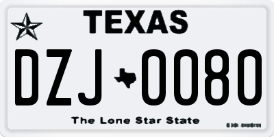 TX license plate DZJ0080