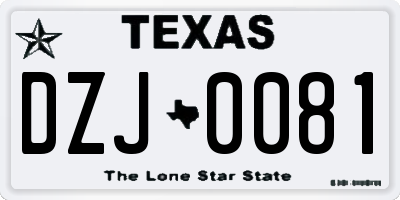 TX license plate DZJ0081
