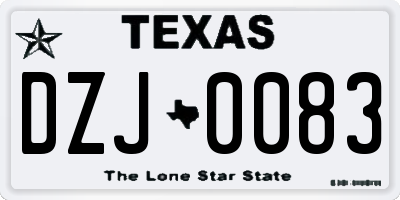 TX license plate DZJ0083