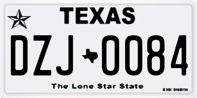 TX license plate DZJ0084