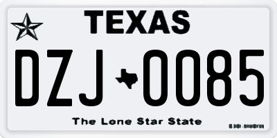 TX license plate DZJ0085