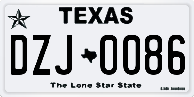 TX license plate DZJ0086