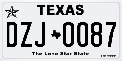 TX license plate DZJ0087