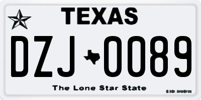 TX license plate DZJ0089
