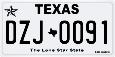 TX license plate DZJ0091