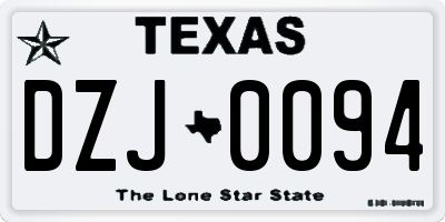 TX license plate DZJ0094