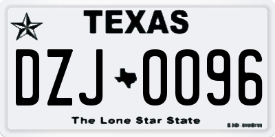 TX license plate DZJ0096
