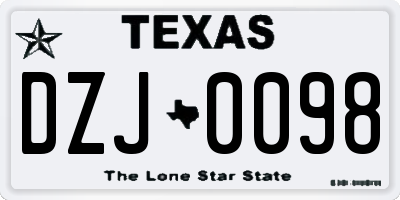 TX license plate DZJ0098