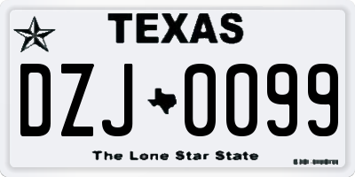 TX license plate DZJ0099