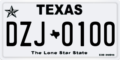 TX license plate DZJ0100