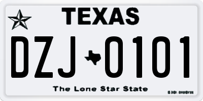 TX license plate DZJ0101