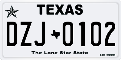TX license plate DZJ0102