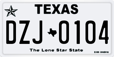 TX license plate DZJ0104