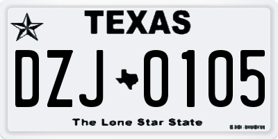 TX license plate DZJ0105