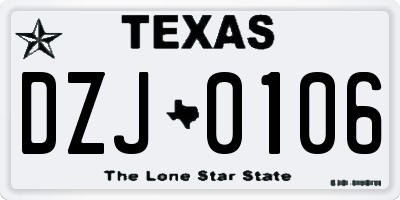 TX license plate DZJ0106