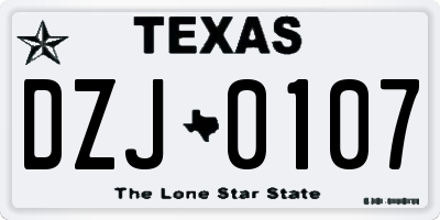 TX license plate DZJ0107