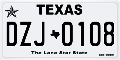 TX license plate DZJ0108