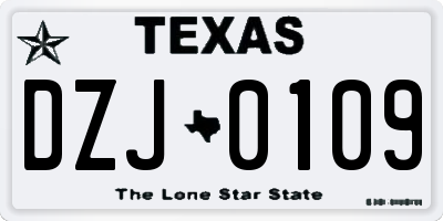 TX license plate DZJ0109