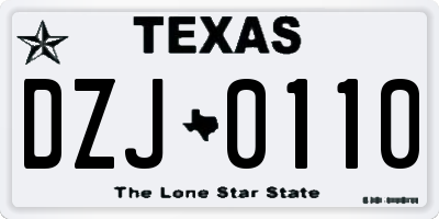 TX license plate DZJ0110