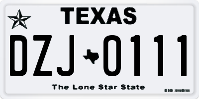 TX license plate DZJ0111